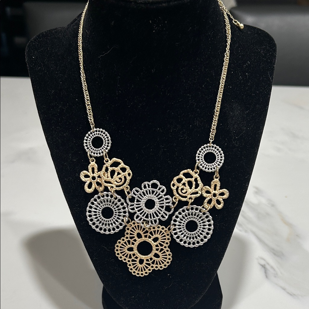 Christopher Banks Gold And Silver Floral Necklace 20$
